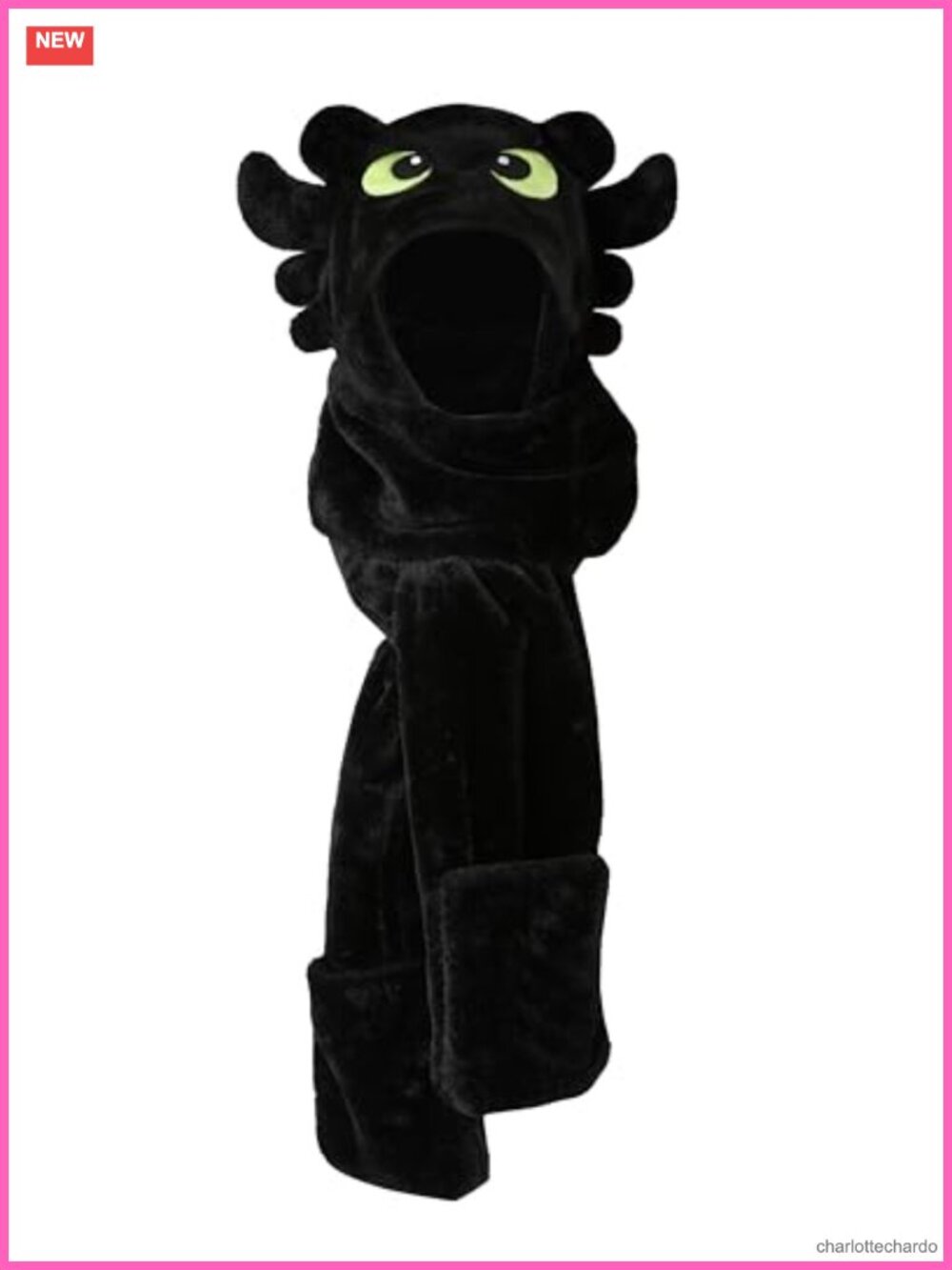 3 in 1 Plush Dragon Hat Scarf Gloves Set, Cosplay Costume, Faux Rabbit Fur